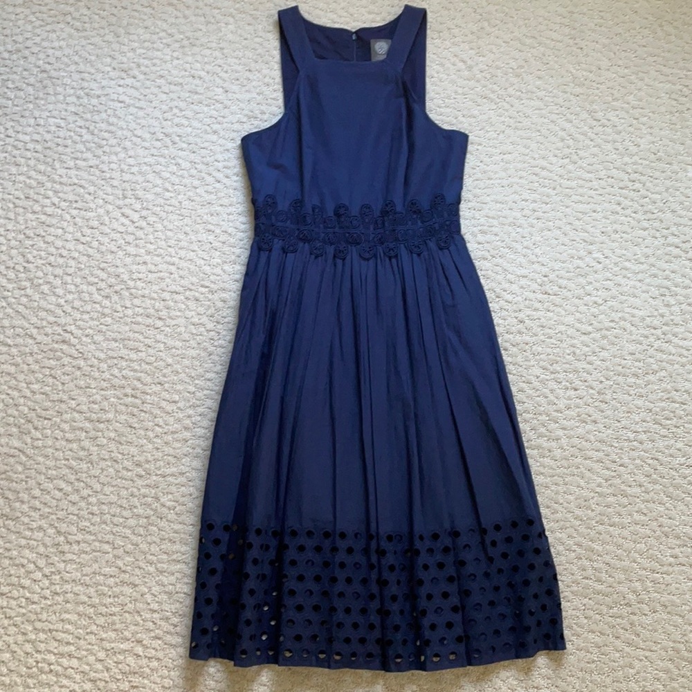 Vince Camuto Midi Dress with Crochet Lace Details